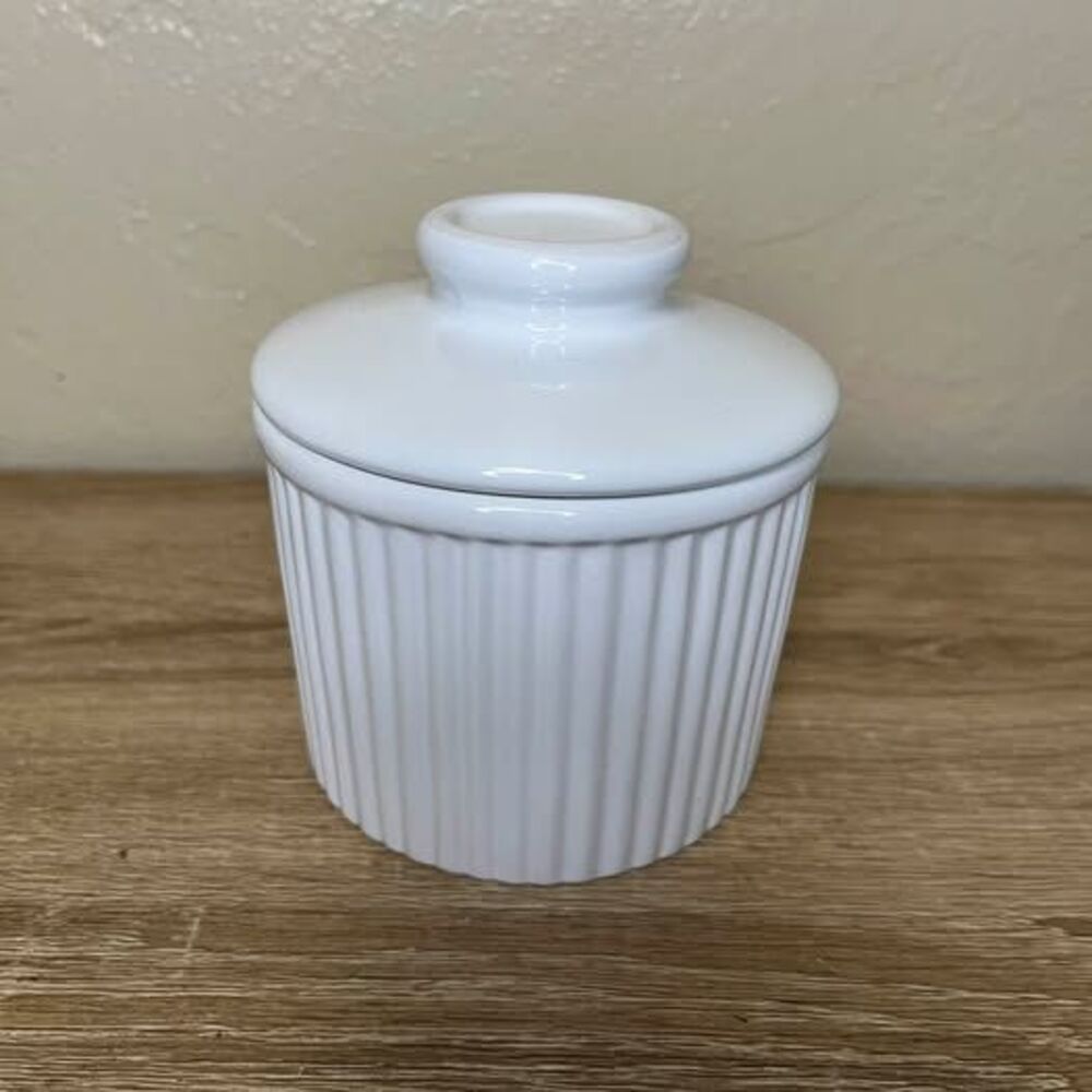 Market Finds Ceramic Butter Bell, White Textured Cottage core Kitchen